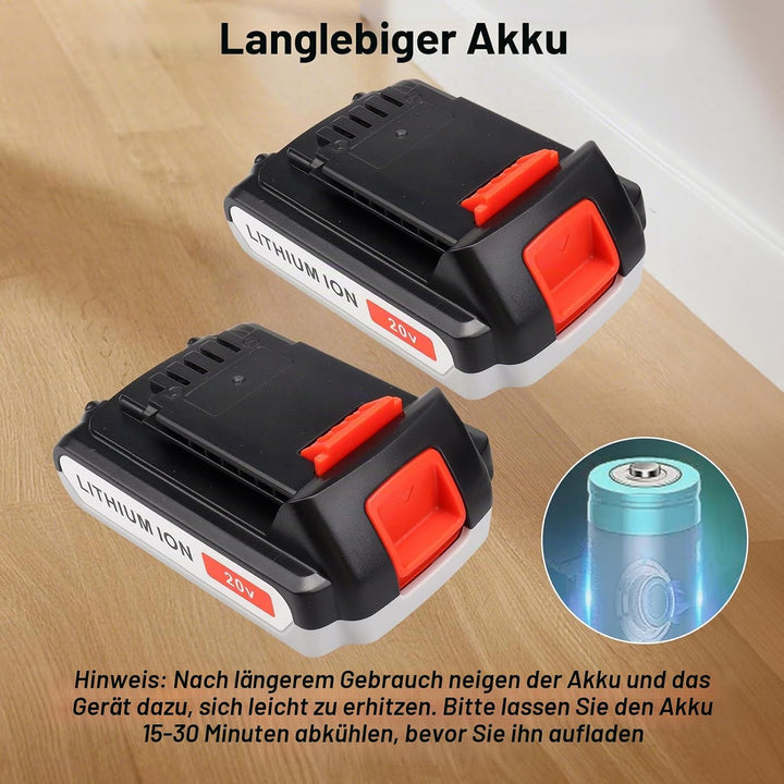2 Stück 20 V 3000 mAh Lithium-Ersatz-Werkzeugakku für Black &amp; Decker BL1518 BL2018 LBXR20 LBXR2020-O