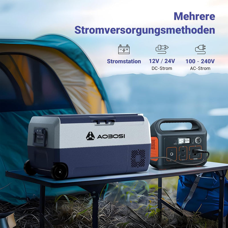 AAOBOSI Kompressor Kühlbox 36 L, Kühlbox Auto Mit WiFi-APP-Steuerung, 12/24 V und 100-240 V Kühlbox