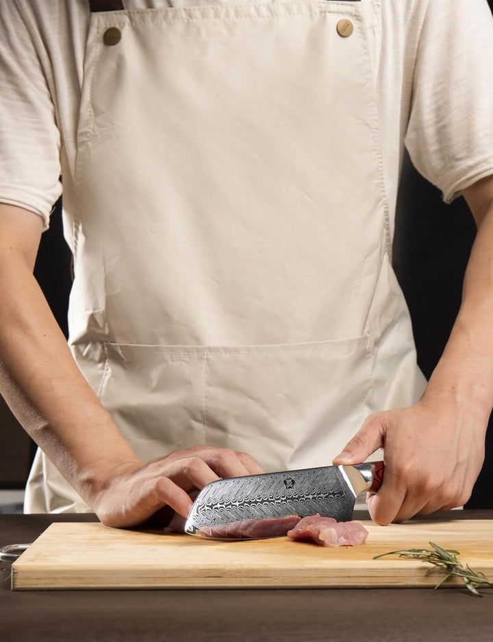 WILDMOK Damast SantokuMesser, 17.8 cm scharfes professionelles Fleisch Gemüsemesser, Japanisches Mul