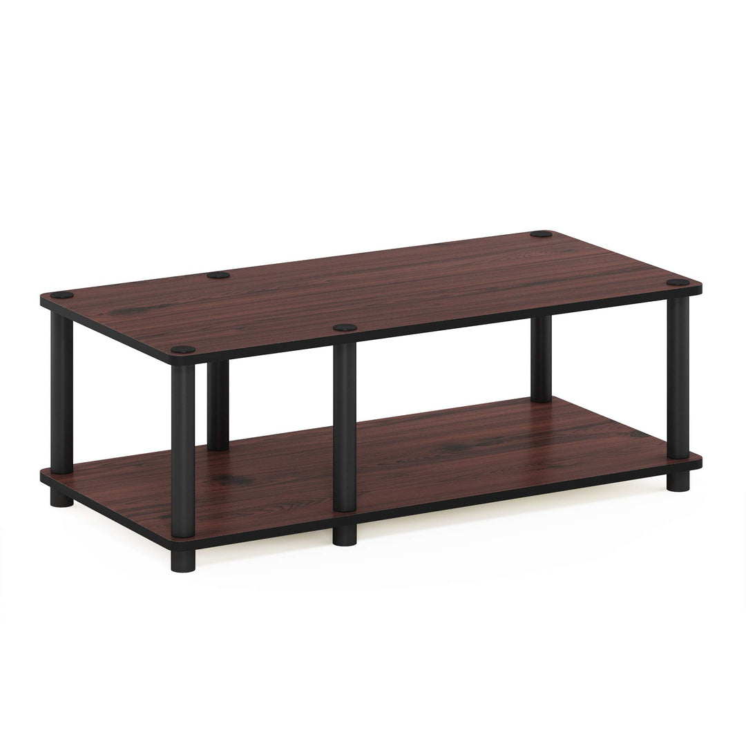 Furinno Just No Tools mittlerer Fernsehstand, TV-Ständer, Couchtisch, dunkle Kirsche mit schwarzer R