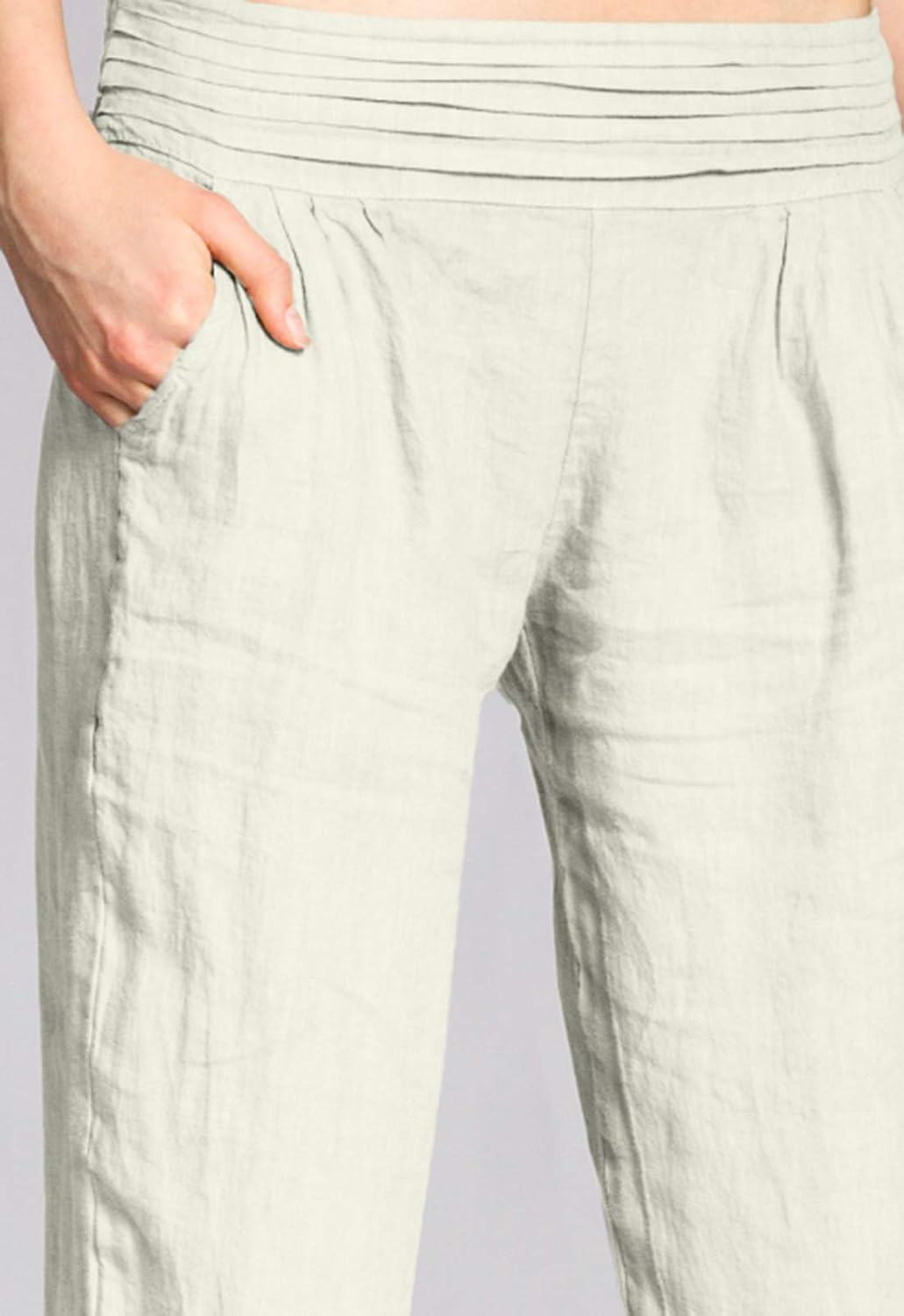 Caspar KHS020 Damen Casual Leinen Hose, Beige