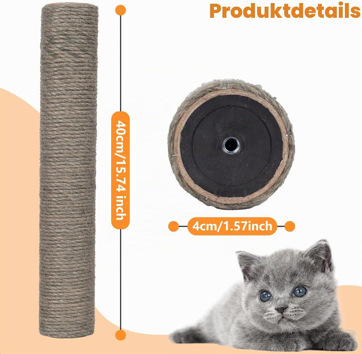 Ersatz-Kratzbaum für Katzen, Sisal, 40 cm, 2 Stück M8 Ersatz-Kratzbaumteile für die Renovierung, Wei