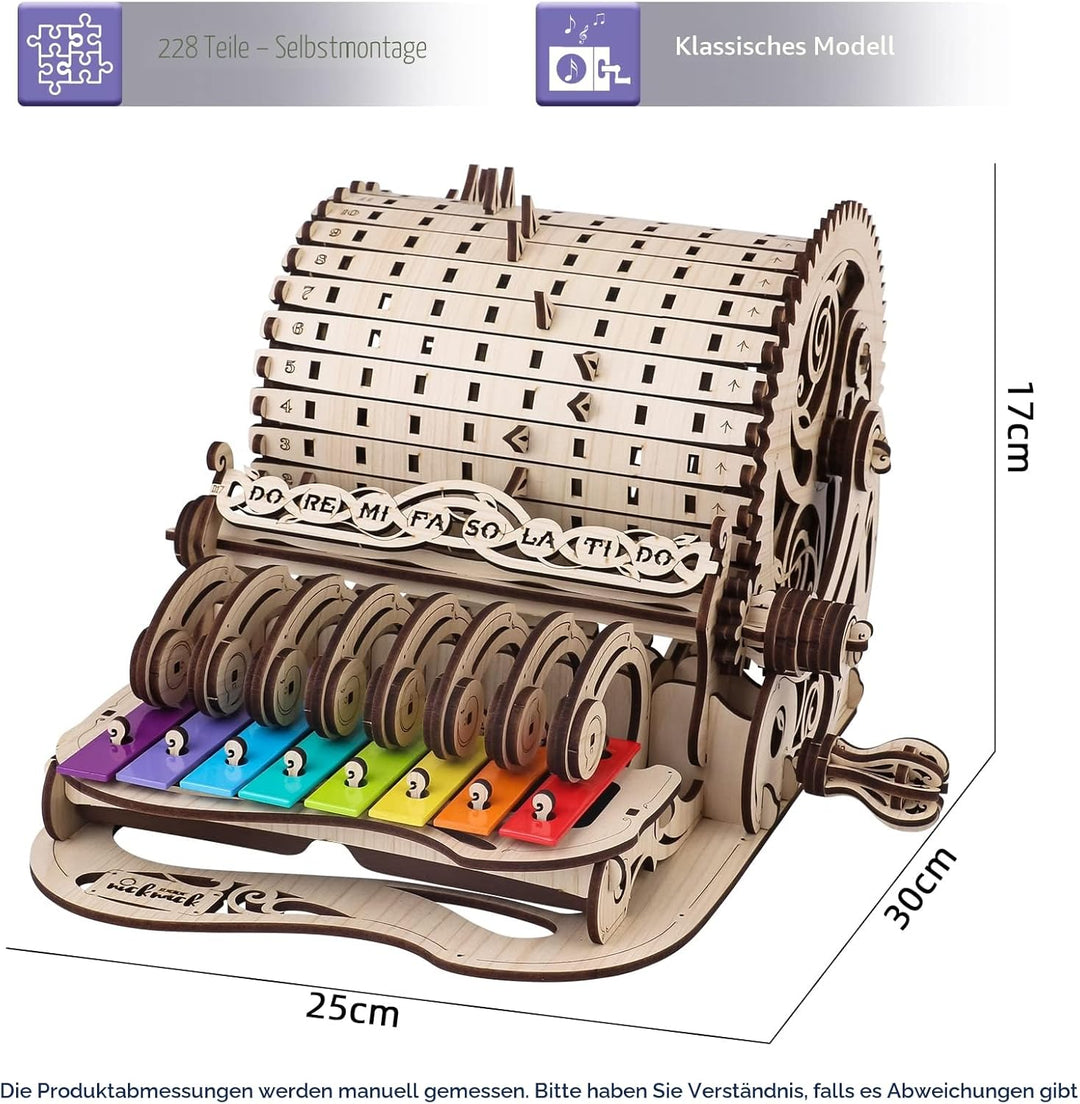 nicknack Holz 3D Puzzle Musikbox Mechanisch Handgekurbelt Modellbausatz Holzpuzzle für Erwachsene Te