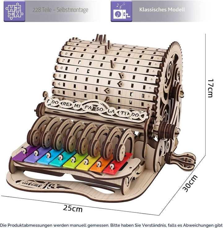 nicknack Holz 3D Puzzle Musikbox Mechanisch Handgekurbelt Modellbausatz Holzpuzzle für Erwachsene Te