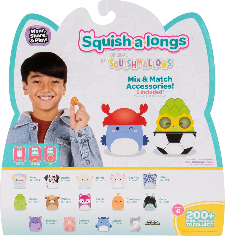 Squish-a-longs SQAL0270-14er Pack, enthält 14x 2,5 cm Mini-Squish mit 4X Accessoires, 1x Ring und 1x