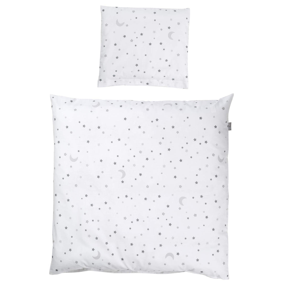 roba Babybettwäsche 80 x 80 cm - Sternenzauber grau - Wiegenbettwäsche Baby Set 2 teilig - Decken &