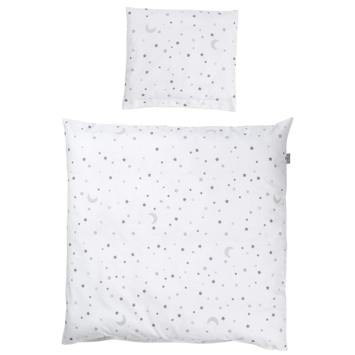 roba Babybettwäsche 80 x 80 cm - Sternenzauber grau - Wiegenbettwäsche Baby Set 2 teilig - Decken &