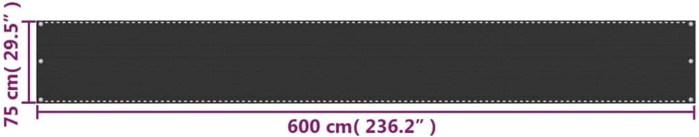 WIFESE Balkonsichtschutz Terrasse 75x600 cm Balkonbespannung mit Ösen PE Seil Balkonsichtschutz Balk