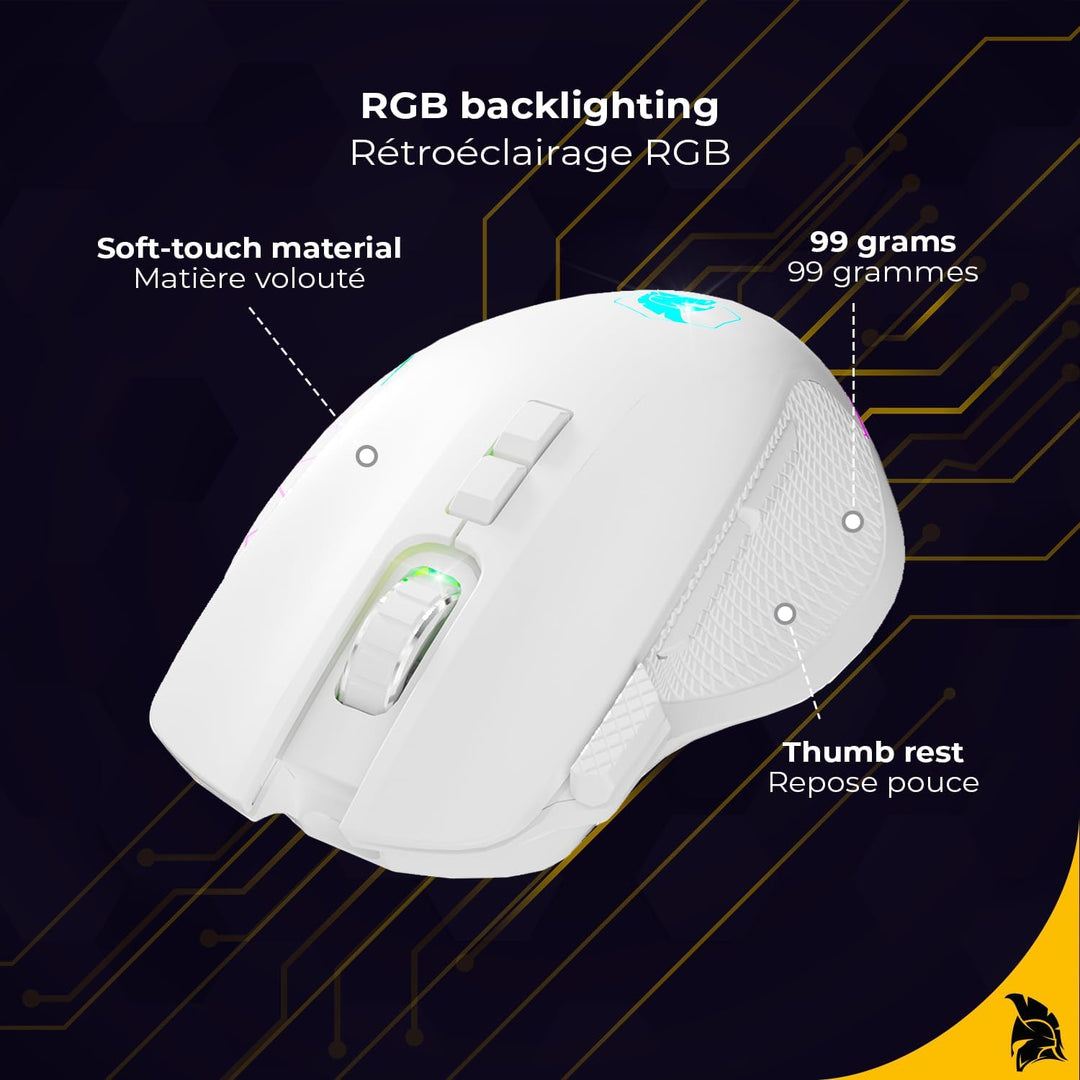 EMPIRE GAMING RF906 Kabellose Gaming-Maus, 3 Modi, 2,4 GHz, BT, kabelgebunden, 8 programmierbare Tas