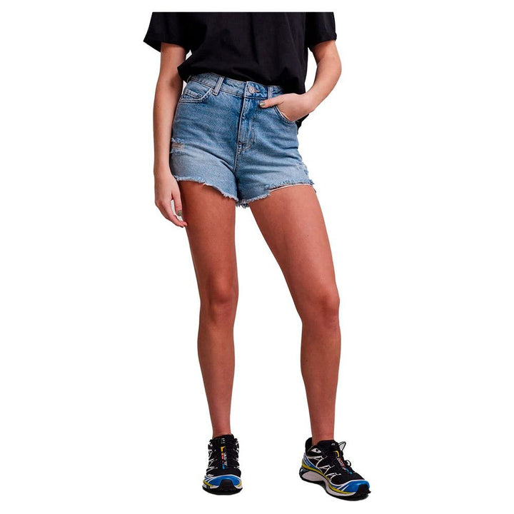 PIECES Damen Pctulla Hw Lb-ba Noos Jeans-Shorts M Light Blue Denim, M Light Blue Denim
