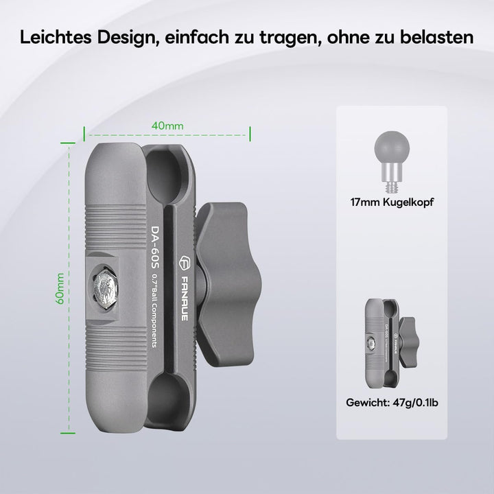 FANAUE Doppelbuchsenarm Unterstützt nur die Montage von 17mm Kugeladaptern, kompatibel mit Garmin GP