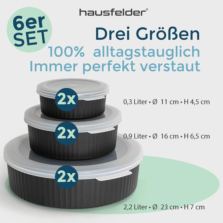 Hausfelder Vorratsdosen, 6er Set, 2x2 | 6er Set, 2x2, mit Deckel, Vorratsdosen, Frischhaltedose, Gef