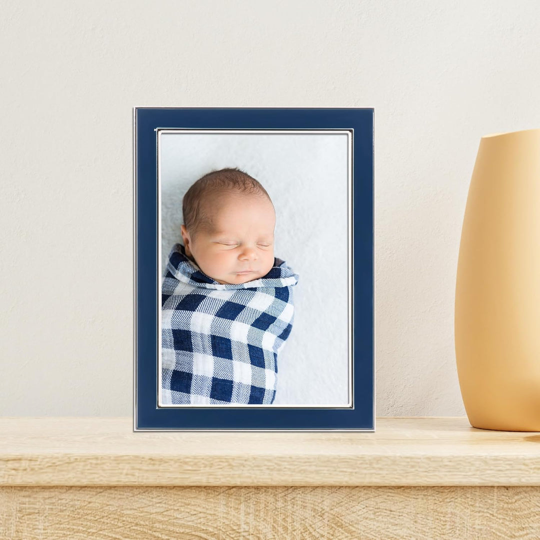 Lawrence Frames 5x7 Navy Enamel Picture Frame Bilderrahmen, Metall, blau Blau 5x7, Blau 5x7