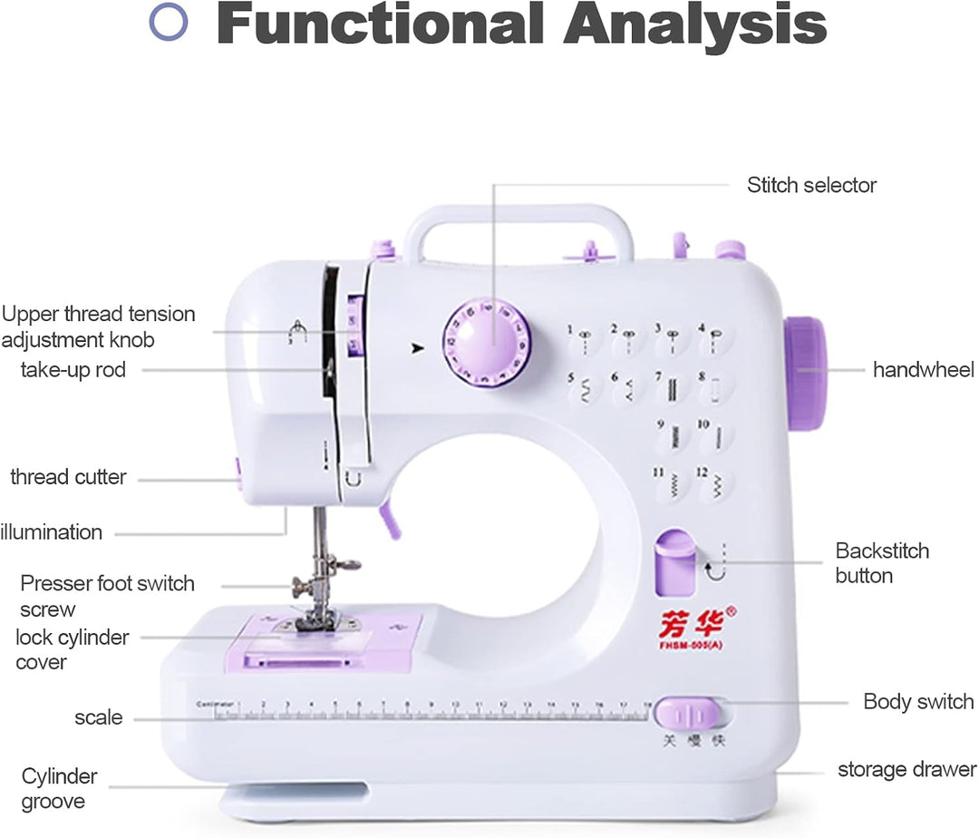 LetCart 505 Tragbare Nähmaschine, Kleine Nähmaschine Elektro Nähmaschine Haushaltsnähmaschinen Set f
