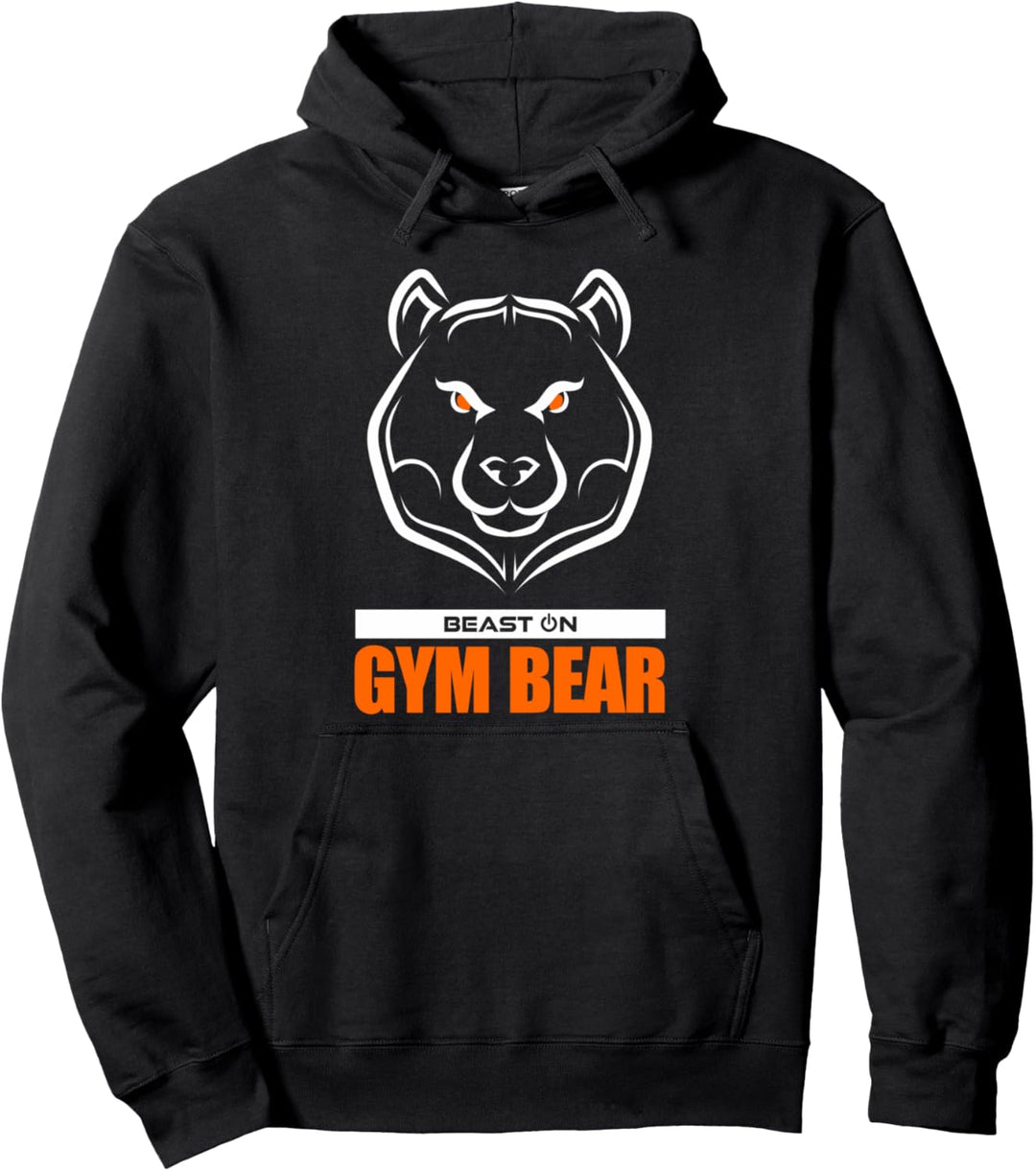 Gym Bär Kopf Orange Gym Workout Fitness Training Sport Gains Pullover Hoodie