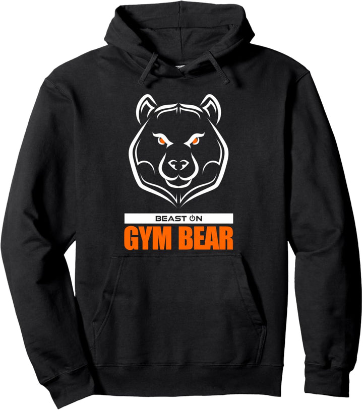 Gym Bär Kopf Orange Gym Workout Fitness Training Sport Gains Pullover Hoodie