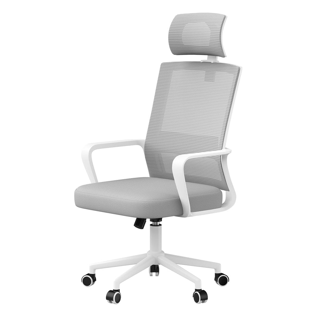 naspaluro Ergonomischer Bürostuhl, Schreibtischstuhl mit Verstellbarer Kopfstütze, Atmungsaktiver Ne