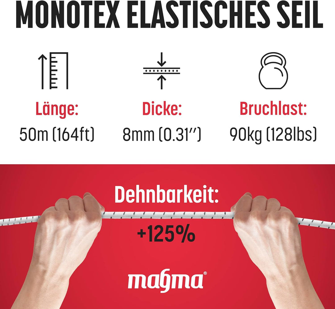 MAGMA Elastisches Seil Bungee-Seil für Schwimmbadabdeckungen 8mm, 50m. Gummiseil für Schwimmbad, Ang