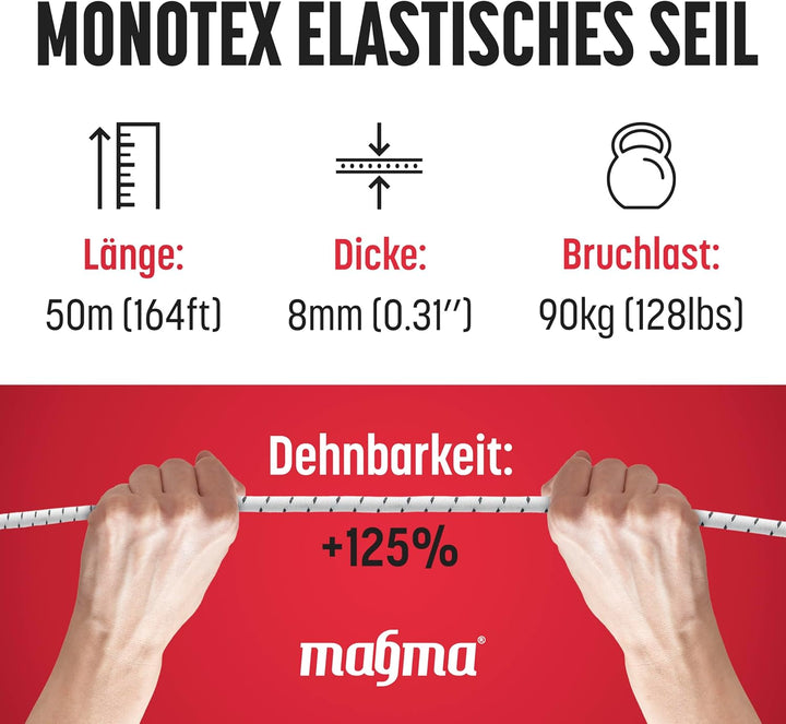 MAGMA Elastisches Seil Bungee-Seil für Schwimmbadabdeckungen 8mm, 50m. Gummiseil für Schwimmbad, Ang