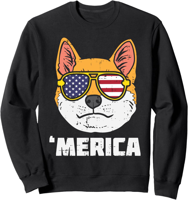 Merica Shiba Inu Aktia Doge American 4th Of July Fourth Dog Sweatshirt