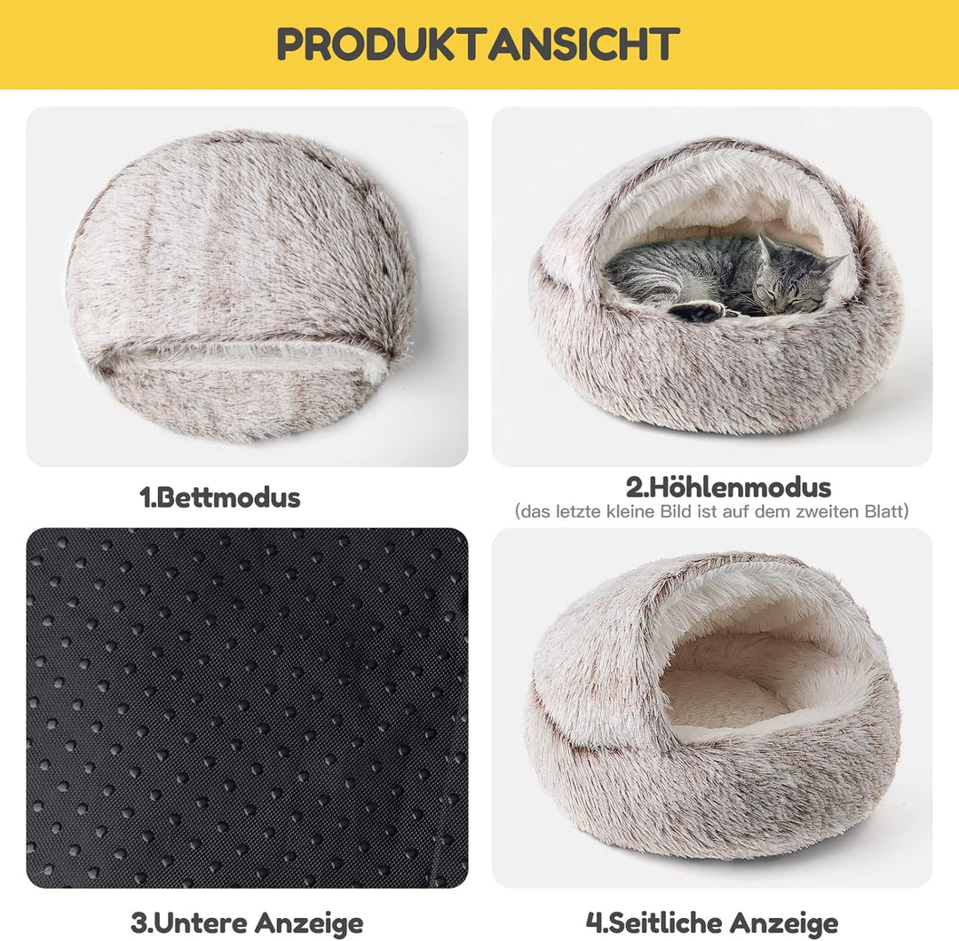 CATISM Katzenbett Flauschig Katzendecke, 50cm Gemütlich Katzenbett für grosse Katzenkätzchen Washbar