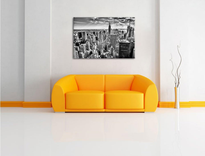 Pixxprint Monocrome, New York bei Tag, Format: 100x70 auf Leinwand, 100x70