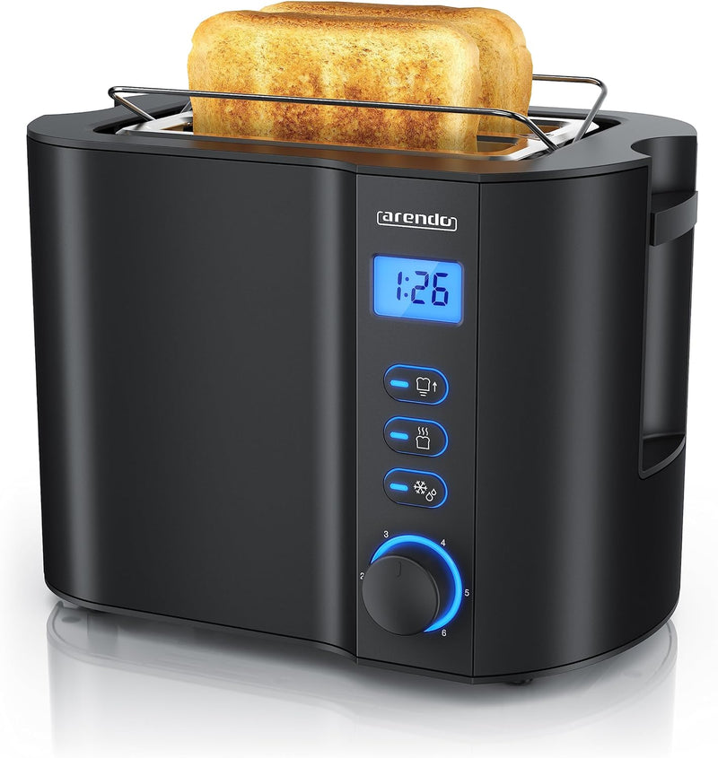 Arendo - Toaster 2 Scheiben Edelstahl mit Restzeitanzeige - 800 Watt - Doppelwandgehäuse - Integrier