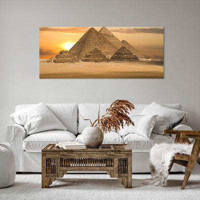 Wandbilder Dekoration Wohnzimmer Pyramide ägypten wüste Panorama Bilder auf Leinwand 120x50cm Leinwa