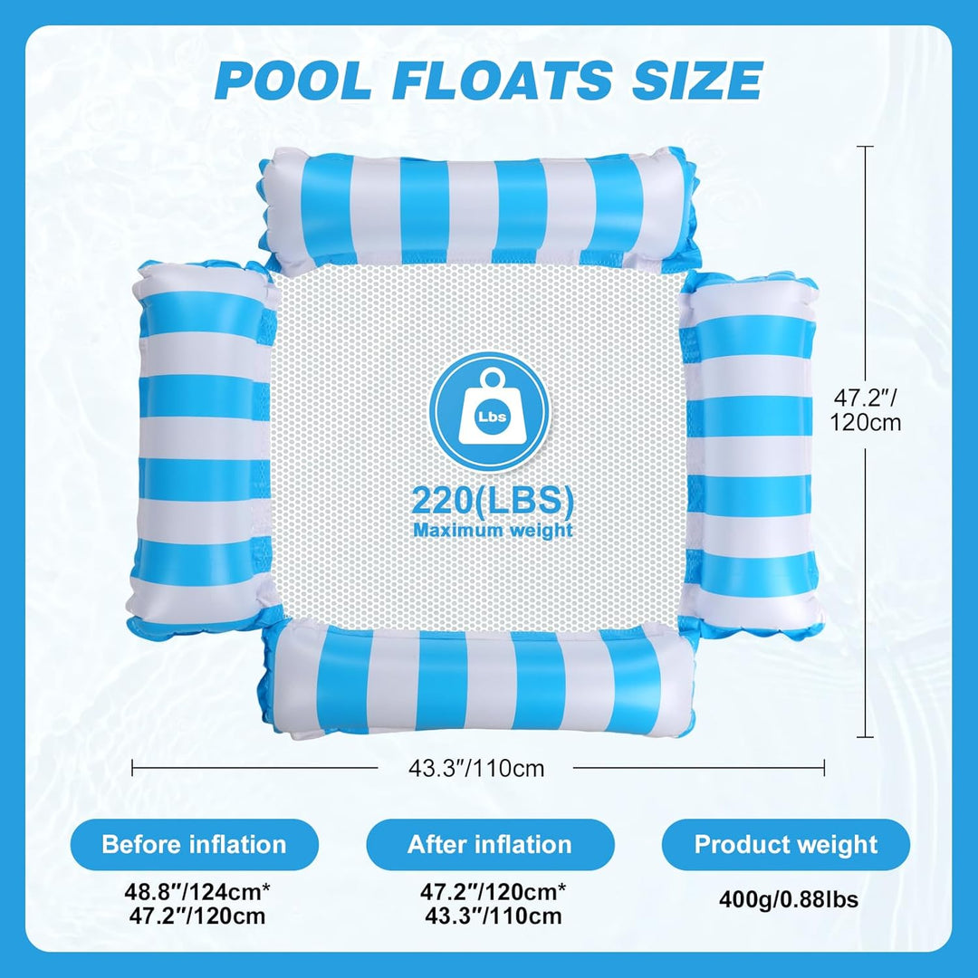 2 Stück 4-in-1-Wasserhängematte,Aufblasbare Pool-Schwimmsitze,Aufblasbares Schwimmbett, Poolzubehör,