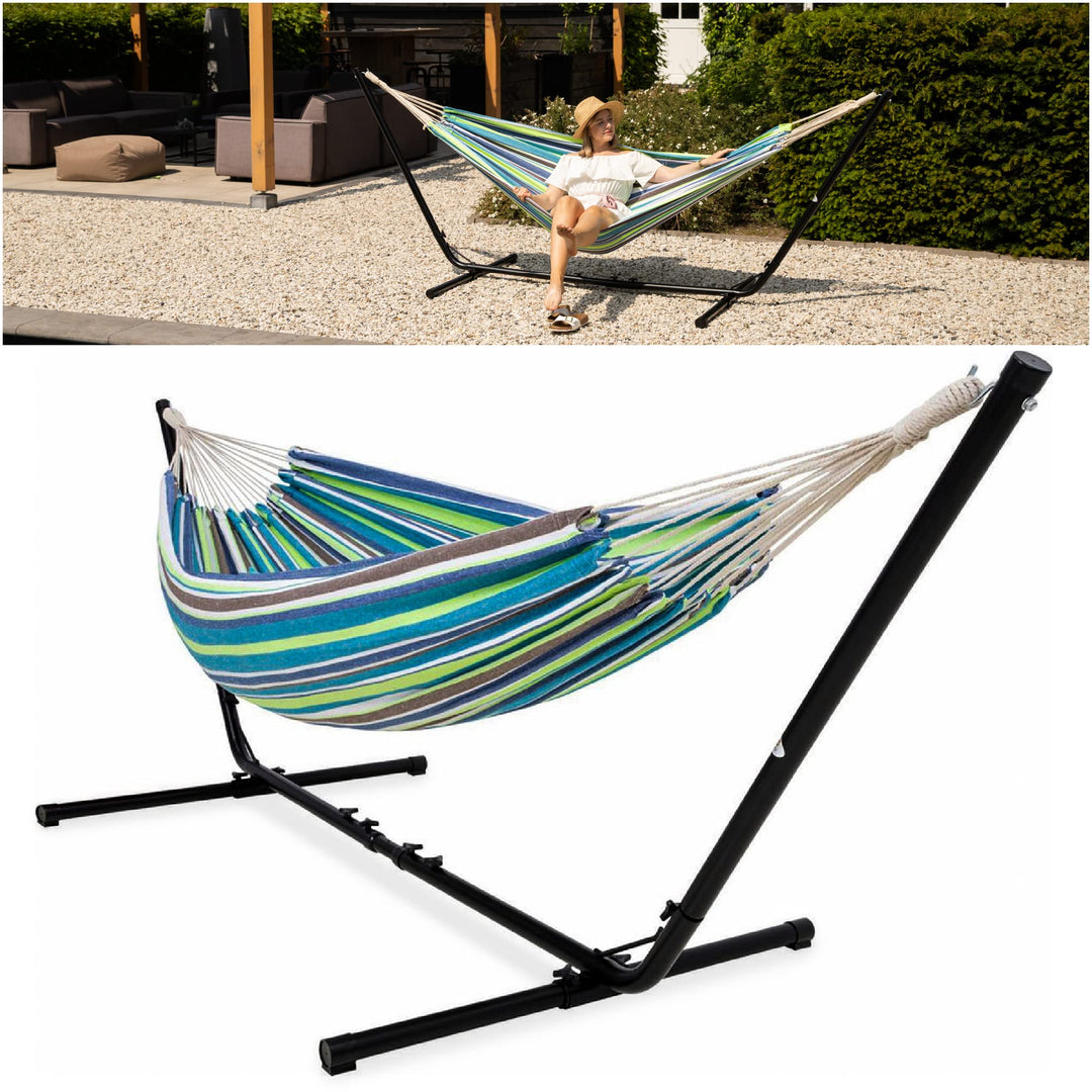 Vita5 Hängematte mit Gestell, Hängematten Outdoor 2 Personen mit Tragetasche, für Garten Pool, Balko
