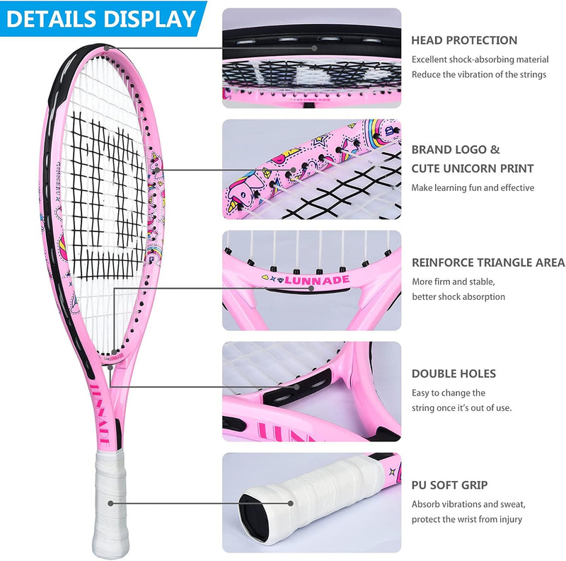 LUNNADE Tennisschläger für Kinder Junior, 19/21/23/25 Zoll Jugend Tennisschläger mit Hülle, geeignet