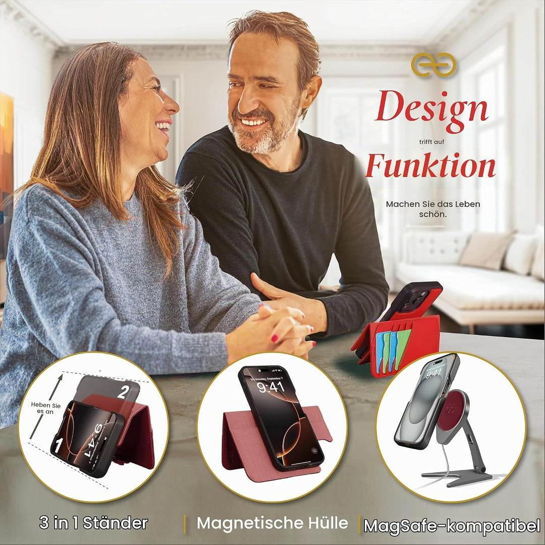 Dreem Fibonacci kompatibel mit iPhone 15 Pro Max Brieftaschen-Etui / 2-in-1 stossfestes Etui und abn