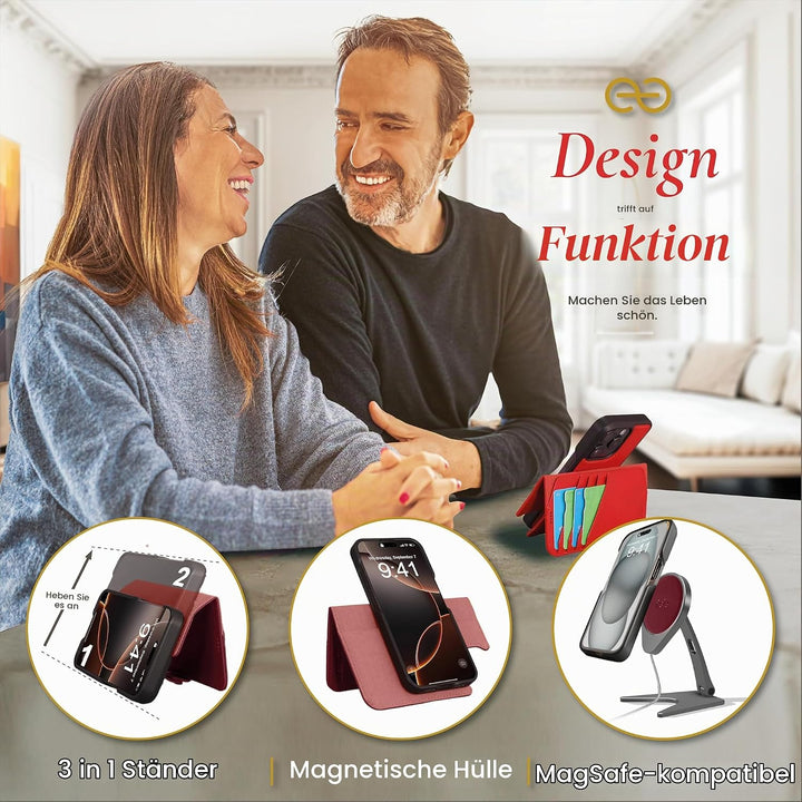 Dreem Fibonacci kompatibel mit iPhone 15 Pro Max Brieftaschen-Etui / 2-in-1 stossfestes Etui und abn