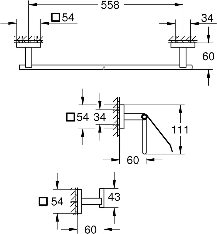 GROHE Start Cube - Bad- Set 3-in-1 (verdeckte Befestigung, Material: Metall, langlebig), chrom, 4112