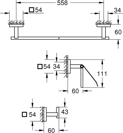 GROHE Start Cube - Bad- Set 3-in-1 (verdeckte Befestigung, Material: Metall, langlebig), chrom, 4112