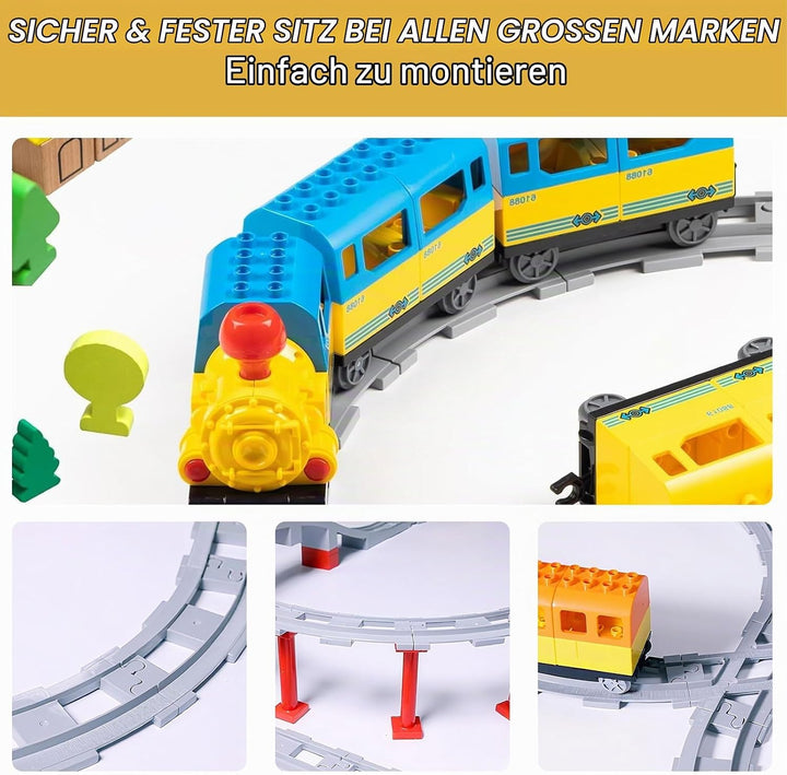 67 Stück Bausteine Zug Schienen Set ab 2 Jahre, City Eisenbahnschienen for Train, Kompatibel mit dem