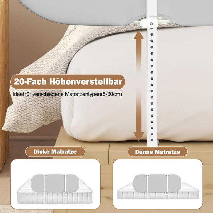 Rausfallschutz Bett 150cm, Tragbare Bettgitter Höhenverstellbar | Klappbares Bettgitter mit 2 Sicher