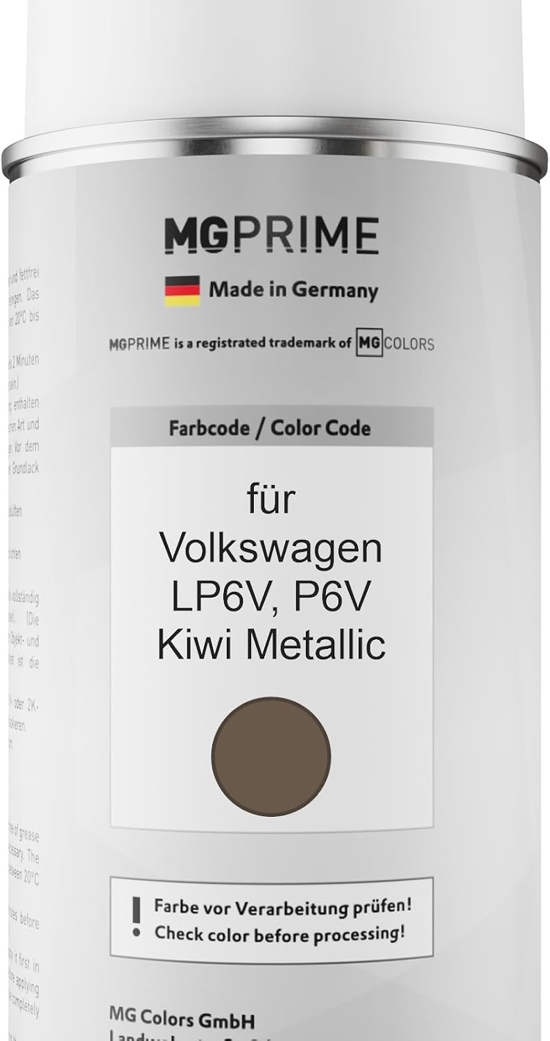 MG PRIME Autolack Sprühdosen Set für Volkswagen VW LP6V / P6V Kiwi Metallic Basislack Klarlack Spray