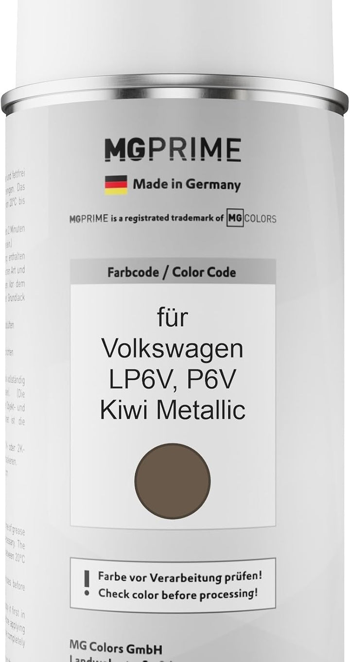 MG PRIME Autolack Sprühdosen Set für Volkswagen VW LP6V / P6V Kiwi Metallic Basislack Klarlack Spray