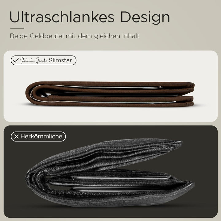 Jaimie Jacobs SLIMSTAR Geldbeutel dünne Geldbörse Leder Slim Wallet Hochformat Herren (Büffelleder D