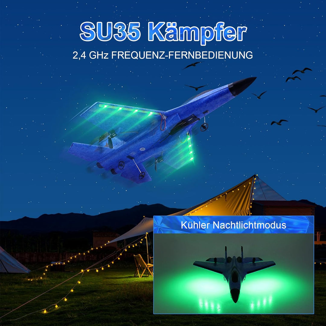 Henakmsl RC Flugzeug 2CH Ferngesteuerter SU35 Kämpfer 2.4GHz RC Flugzeug RTF für Anfänger, Kinder un