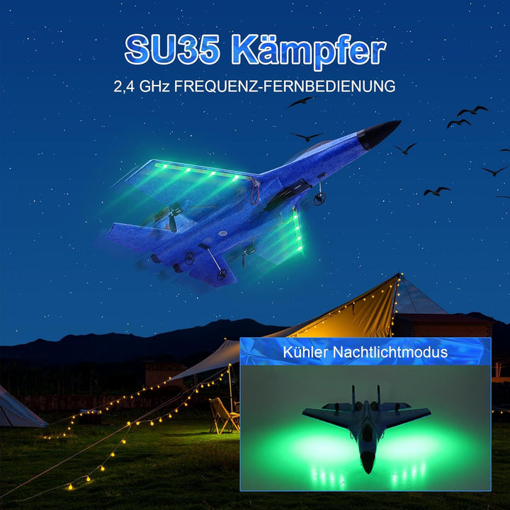 Henakmsl RC Flugzeug 2CH Ferngesteuerter SU35 Kämpfer 2.4GHz RC Flugzeug RTF für Anfänger, Kinder un