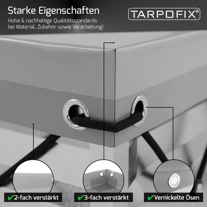 Tarpofix® Anhängerplane Flachplane 2075x1140x100 mm inkl. Planenseil - ECHTES PVC PLANENMATERIAL - E