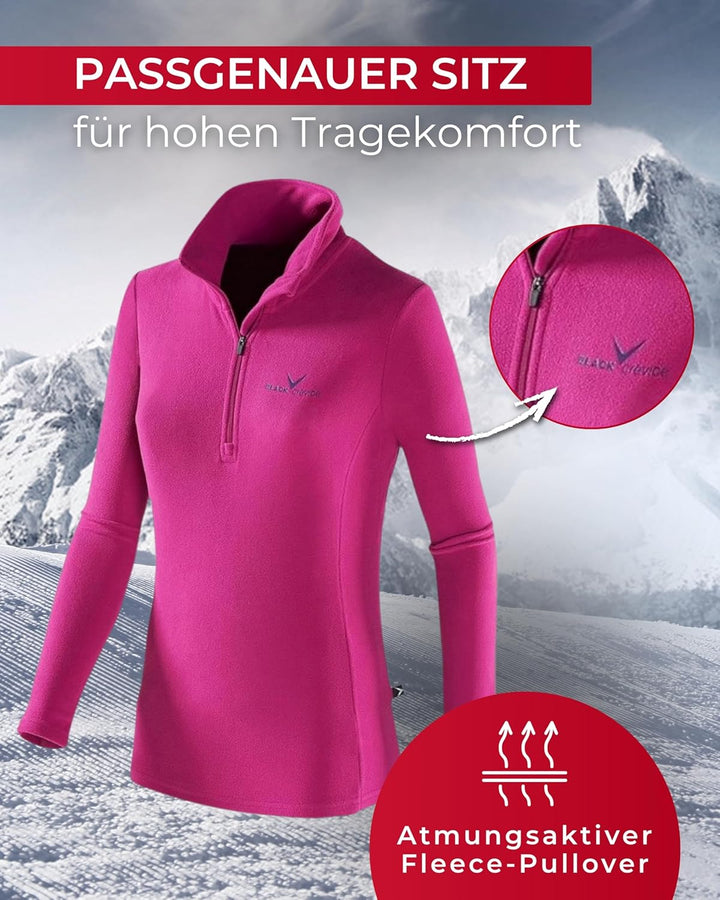 Black Crevice Damen Fleece-Skirolli I Ski-Pullover für Damen Grössen I Damen-Funktionsshirt I Damen