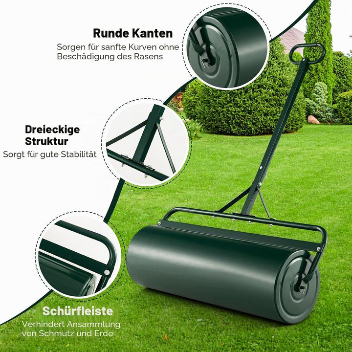 SOARS Rasenwalze befüllbar 48L, Ø32cm Handwalze, Rasenroller mit U-Griff &amp; abnehmbarem Ablassstopfen