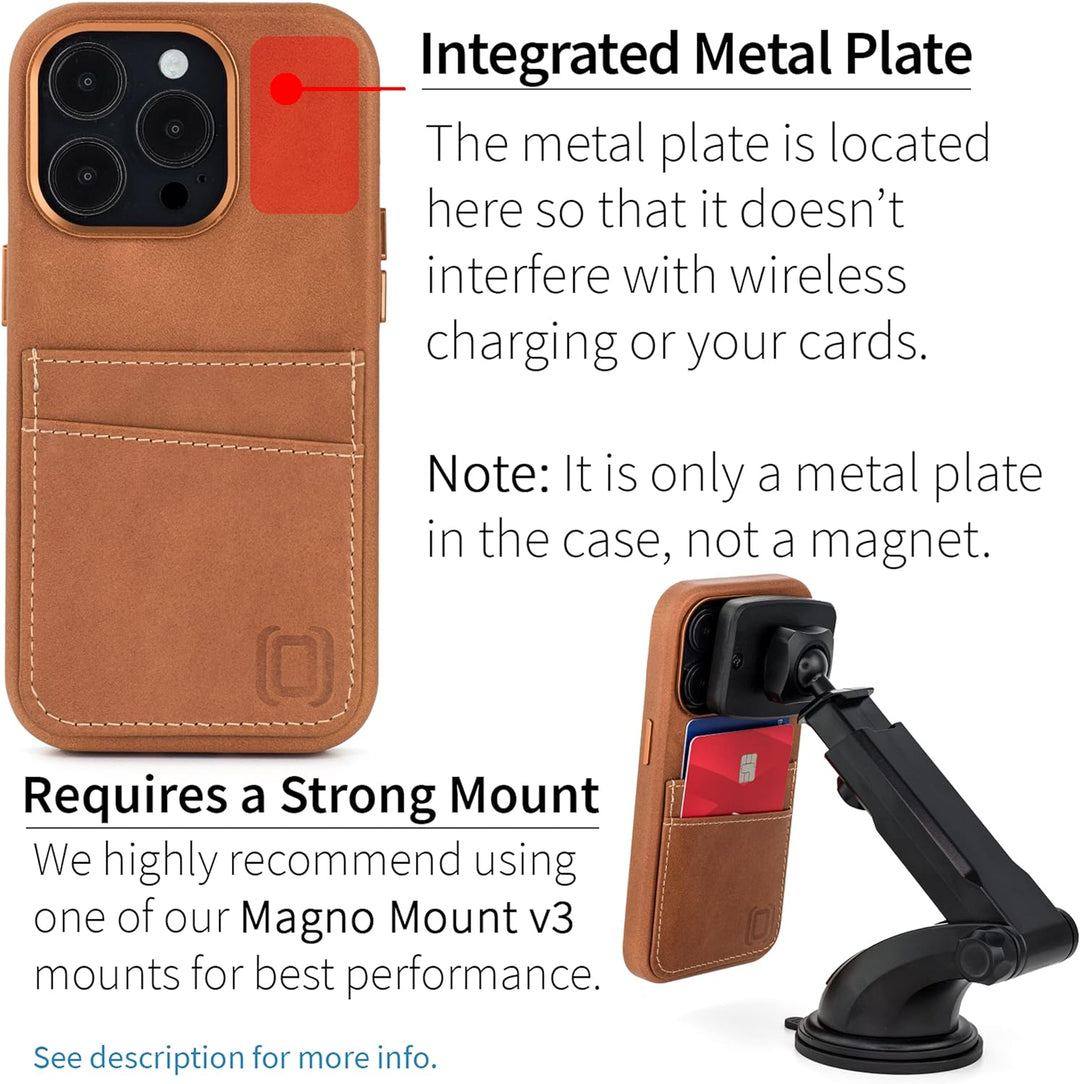Dockem Echtleder Kartenetui für iPhone 14 Pro mit Kartenfachen und Integrierter Metallplatte zur Mag