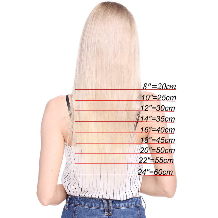 Silk-co Echthaar Clip In Extensions 8 Tressen 18 Clips 50g, Hellblond Hair Extensions, Remy Echthaar