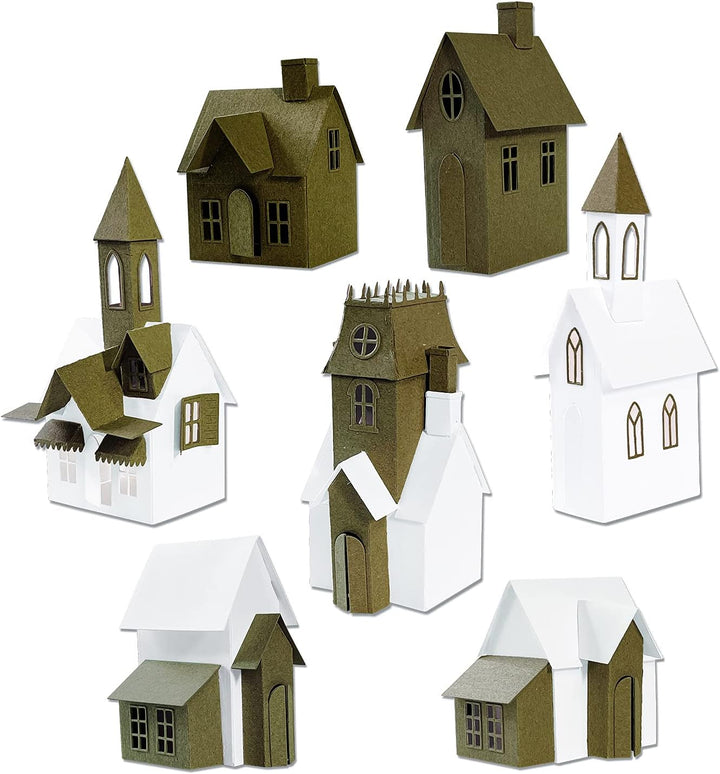 Tim Holtz Sizzix Village Collection Thinlits Stanzschablonen, Set mit 87 Stanzformen (665564) plus 3