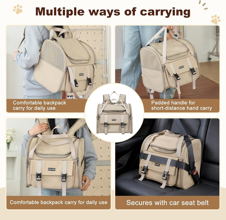 Erweiterbarer Katzenrucksack &amp; Hunderucksack, bis 8 kg (Khaki), Khaki