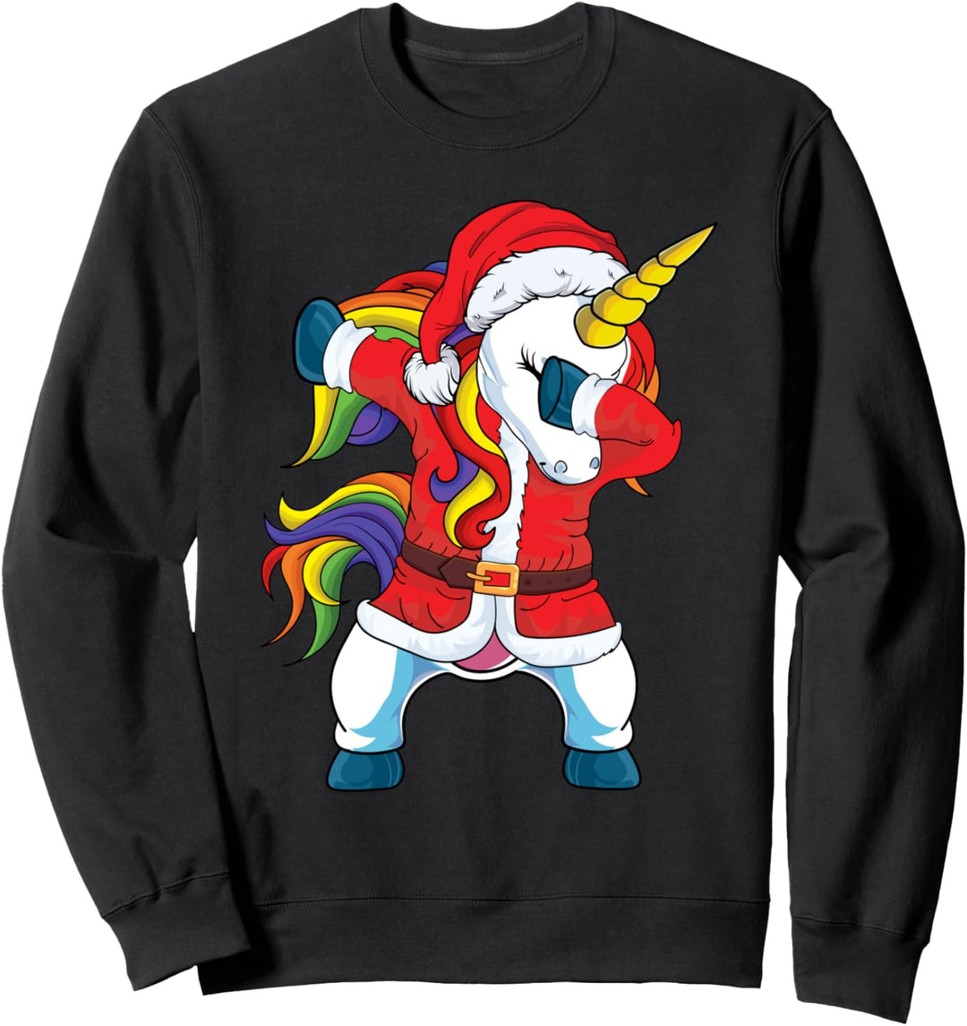 dabbing unicorn christmas girls santa kids women gifts xmas Sweatshirt